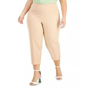 $70.00 Alfani Plus Size High-Waist Cropped Pants, Fresh Clay, 16W